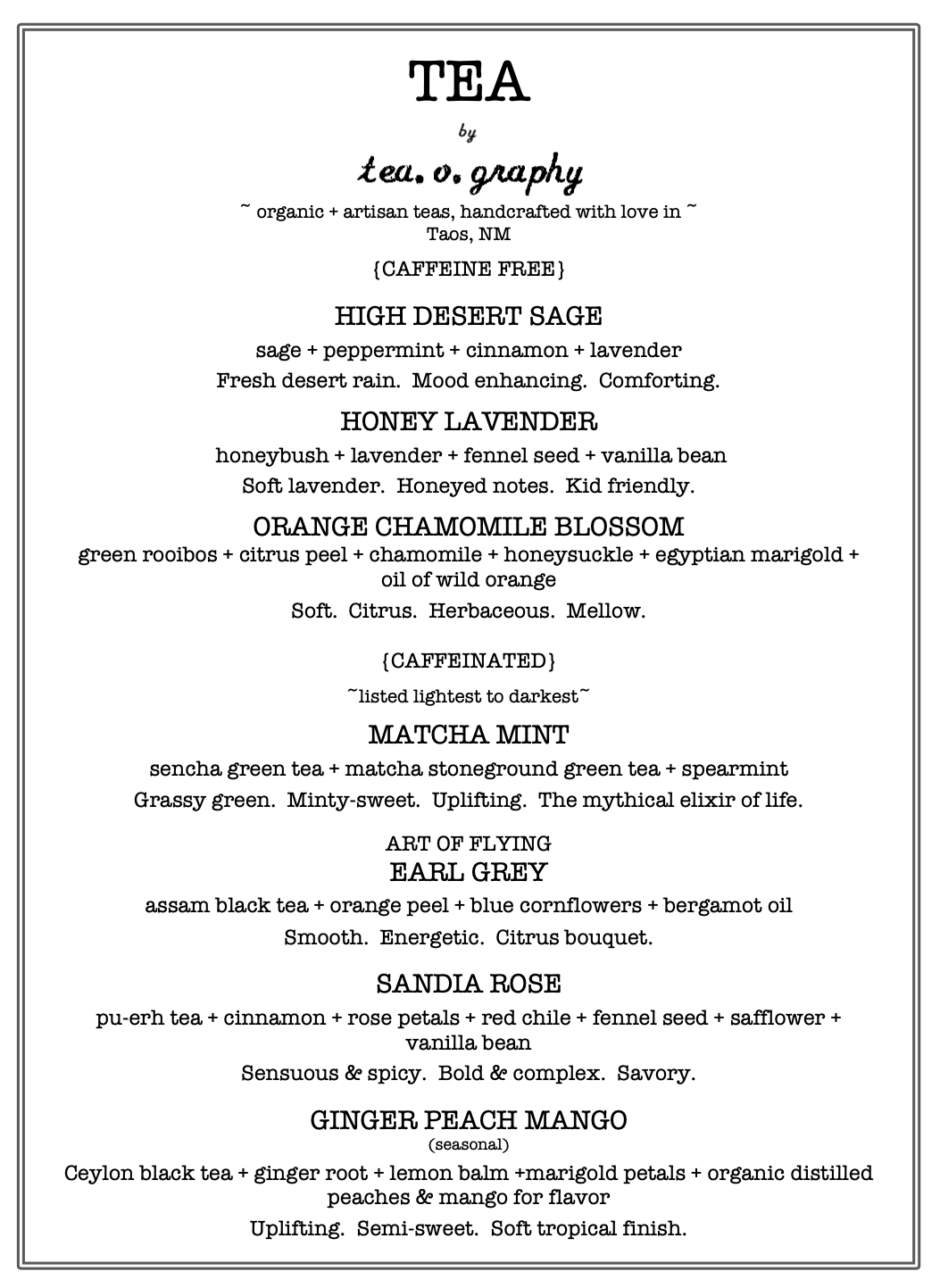 CUSTOM TEA MENU